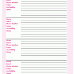 Babysitter Contact Info Worksheet