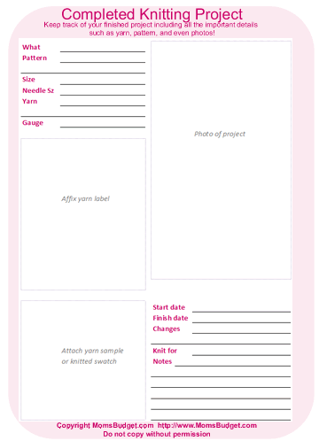 Free Completed Knitting Project Worksheet Pink: A Crafter’s Companion