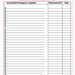Household Emergency Supplies Blank Worksheet