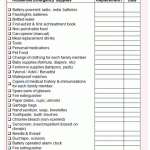 Household Emergency Supplies Worksheet