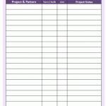 Knitting Project Tracker Worksheet Printable Purple