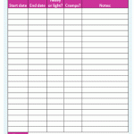 Monthly Menstrual Period Cycle Log Printable
