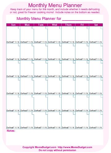 Creating Your Freezer Cooking Calendar