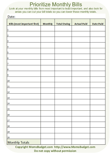 Transform Your Financial Landscape with Our Prioritize Monthly Bills Worksheet